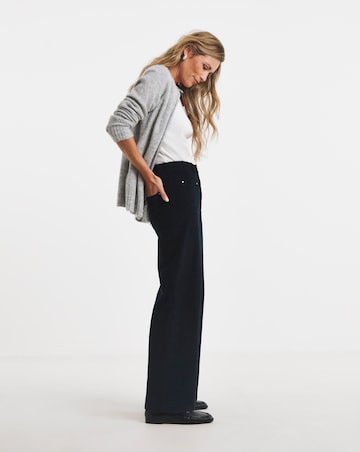 Navy Cord Pocket Front Crop Wide Leg Jeans