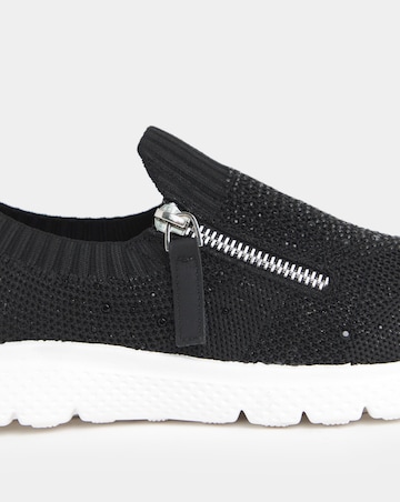 Cushion Walk Sparkle Fly Knit Side Zip Trainers - Wide Fit (E)
