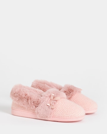 Audrey Faux Fur Trim Full Back Slippers - Wide Fit (E)