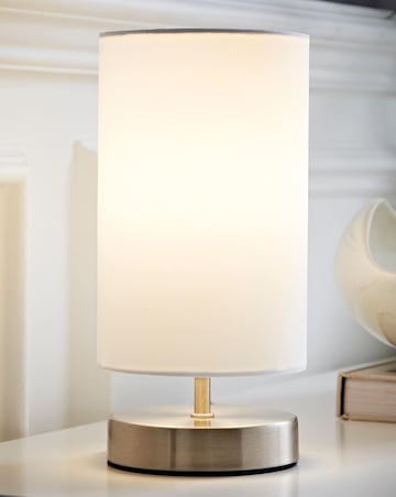 ValueLights Francis Brushed Chrome Touch Table Lamp With White Shade