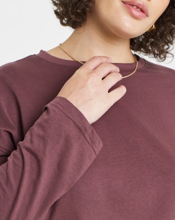 Simply Be Chocolate Long Sleeve Boyfriend T-Shirt
