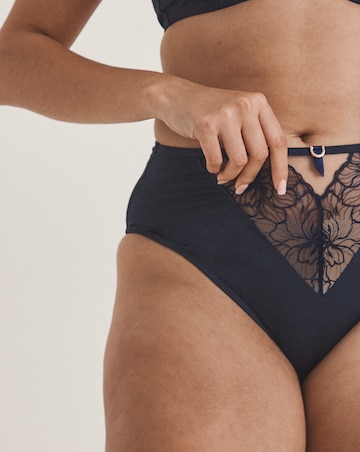 Pretty Secrets Contrast Embroidery Brief Knickers Navy