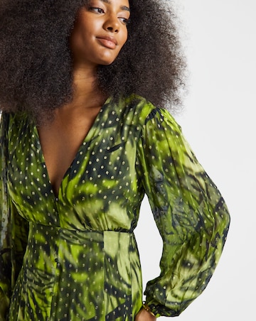 Simply Be Green Floral Print Georgette Foil Button Up Maxi Dress