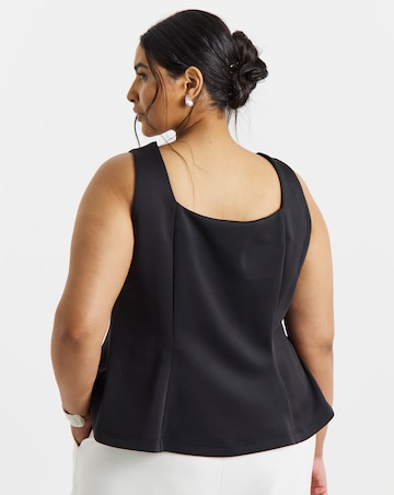 Simply Be Black Heart Button Through Jersey Waistcoat