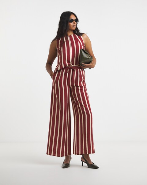 Simply Be Rust Stripe Wide Trouser Co-ord