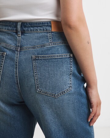 Mid Blue Seamed Wide Leg Jeans