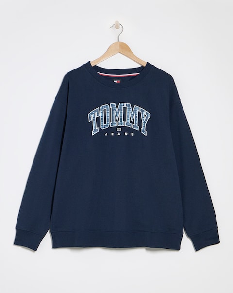 Tommy Jeans Relaxed Tartan Logo Crew Sweater