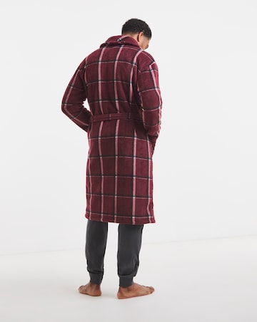 Check Borg Lined Fleece Dressing Gown
