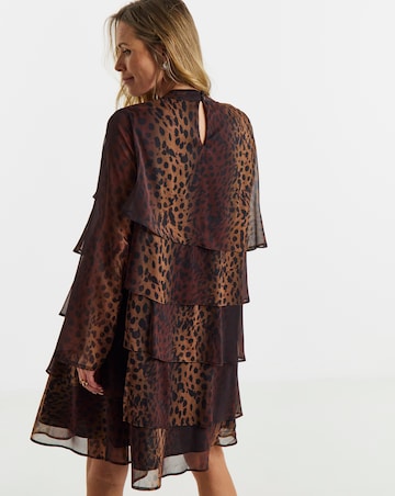 Leopard Print Tiered Shift Dress