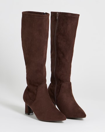 Shona Pointed Toe Knee High Sock Boots - Standard Fit (D) & Standard Calf