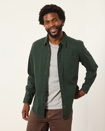 FatFace Long Sleeve Cord Shirt - Dark Green
