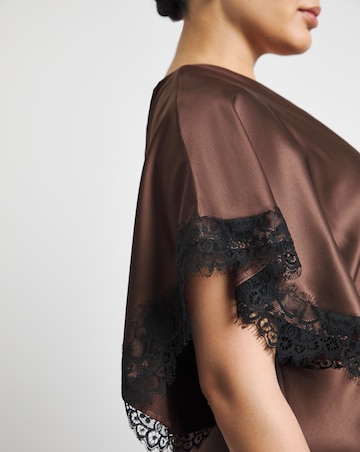 Joanna Hope Satin Lace Trim Midi Dress