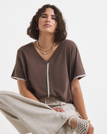 Simply Be Chocolate Whipstitch T-Shirt