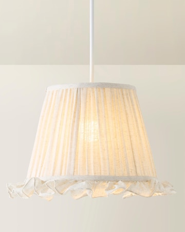 ValueLights Faye Linen Taper Shade with Ruffle Trim