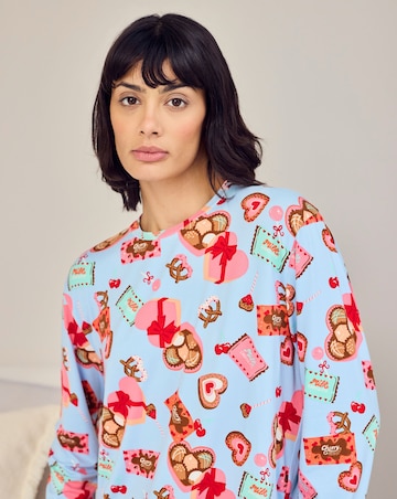Chelsea Peers Classic Crew Neck Pyjama Set Chocolate Box Print