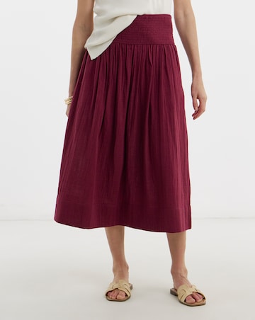 Cotton Cheesecloth Midi Skirt