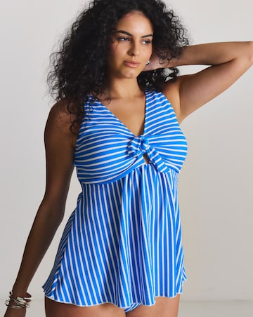 Figleaves Stripe Tie Front Tankini Top