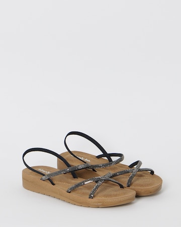 Bianca Sparkly Strapped Comfort Sandals - Extra Wide Fit (EEE)