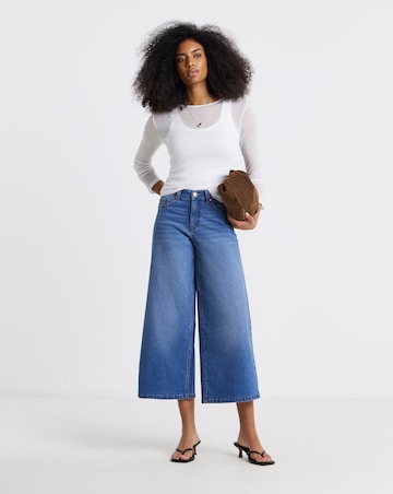 Simply Be Blue 24/7 Crop Wide Leg Jeans