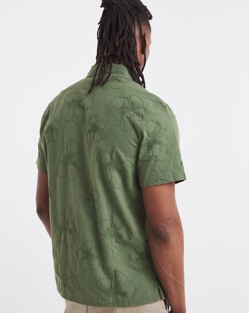 Revere Collar Floral Embroidered Co-ord Shirt