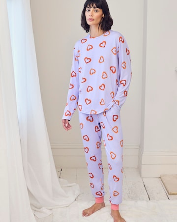 Chelsea Peers Classic Crew Neck Pyjama Set Shrimp Heart Print