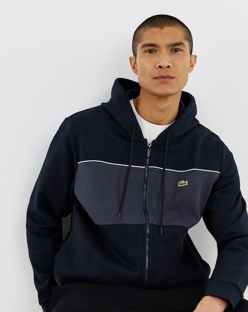 Lacoste Colourblock Zip Through Hoodie - Black