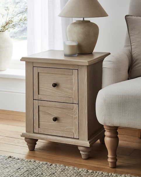 Julipa Imogen Ready Assembled Wooden 2 Drawer Side Table