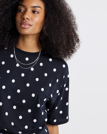 Black and White Spot Print Crew Neck Tee