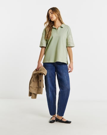 Sage Cut Work Polo Sweatshirt