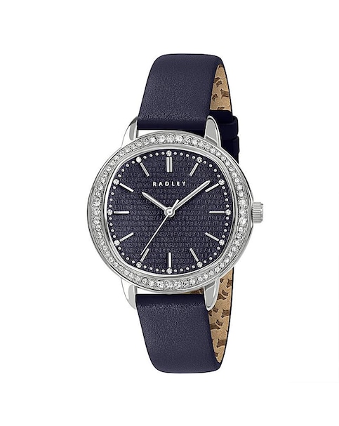 Radley SIlver 36mm Stone Set Ink Leather Strap