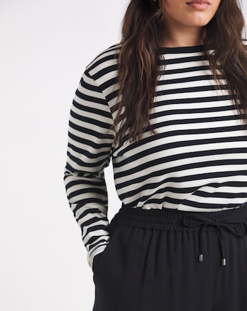 Simply Be Black Tie Waist Twill Wide Leg Trousers