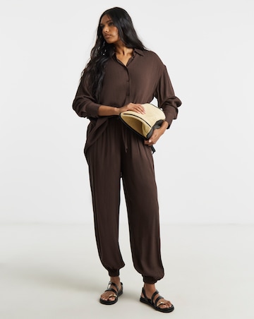 Chocolate Oversized Crinkle Shirt