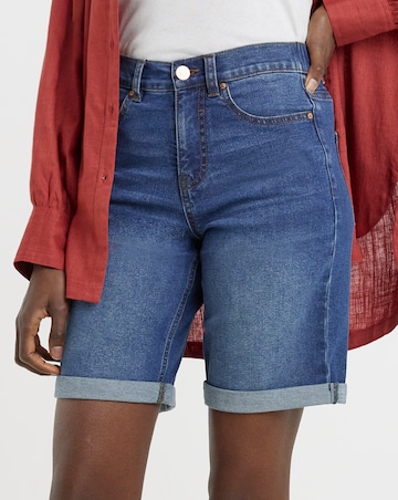 Mid Blue 24/7 Knee Denim Shorts
