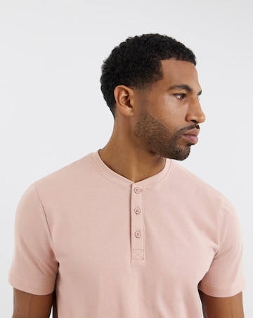 Pure Cotton Grandad T-Shirt Long- Pink