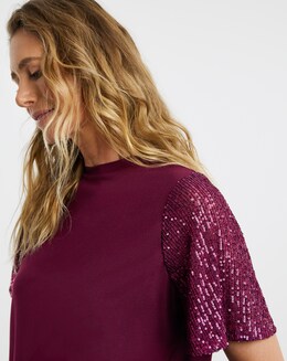 Sequin Sleeve T-Shirt