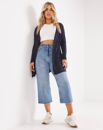 Navy Edge to Edge Jersey Cardigan