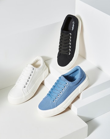 Sicilly Canvas Trainers Chunky Ribbed Sole Wide Fit