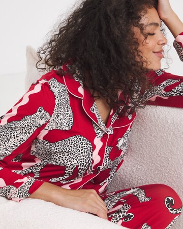 Chelsea Peers Jersey Button Up Leopard Print Pyjama Set