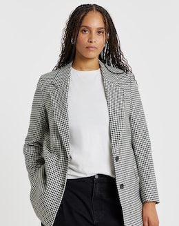 Houndstooth Single Breasted Blazer