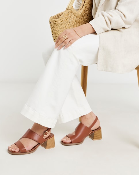 Dorit Cut Out Stacked Heel Sandals - Extra Wide Fit (EEE)