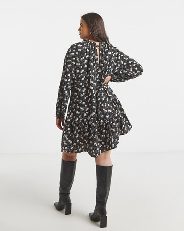 Simply Be Ditsy Print Drop Waist Smock Dress