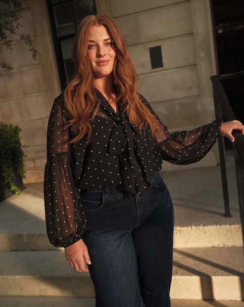 Georgette Collarless Tie Detail Blouse