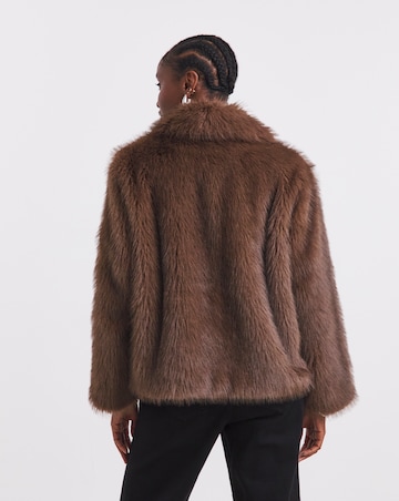 Simply Be Chocolate Short Faux Fur Coat