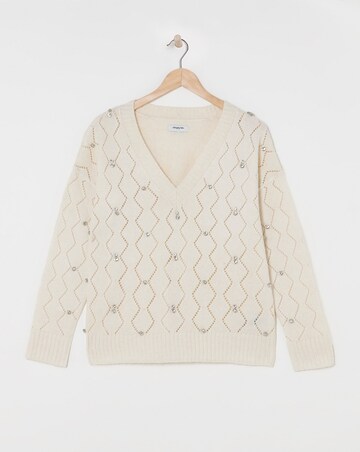 Cream Diamante Embellished Jumper