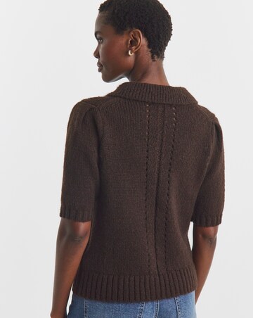 Chocolate Fluffy Collar Jumper