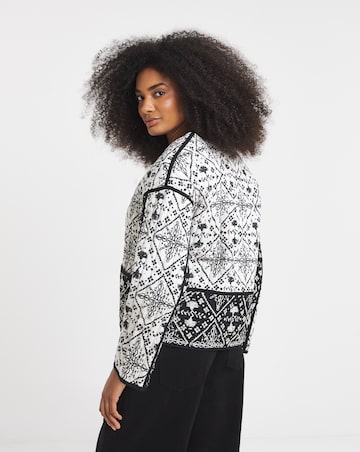 Simply Be Reversible Black & Mono Print Tie Front Jacket