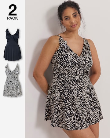 Simply Be Value 2 Pack Ruffle Swimdresses