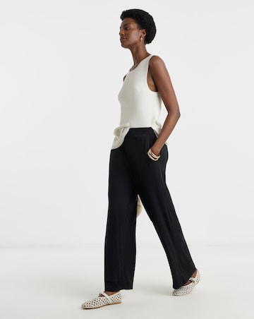 Black Jersey Wide Leg Trousers