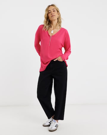 Zip Front Long Sleeve Top