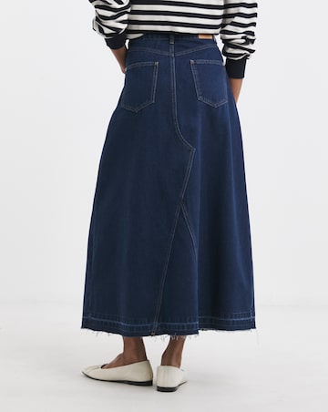 Pure Cotton Raw Edge A Line Denim Skirt